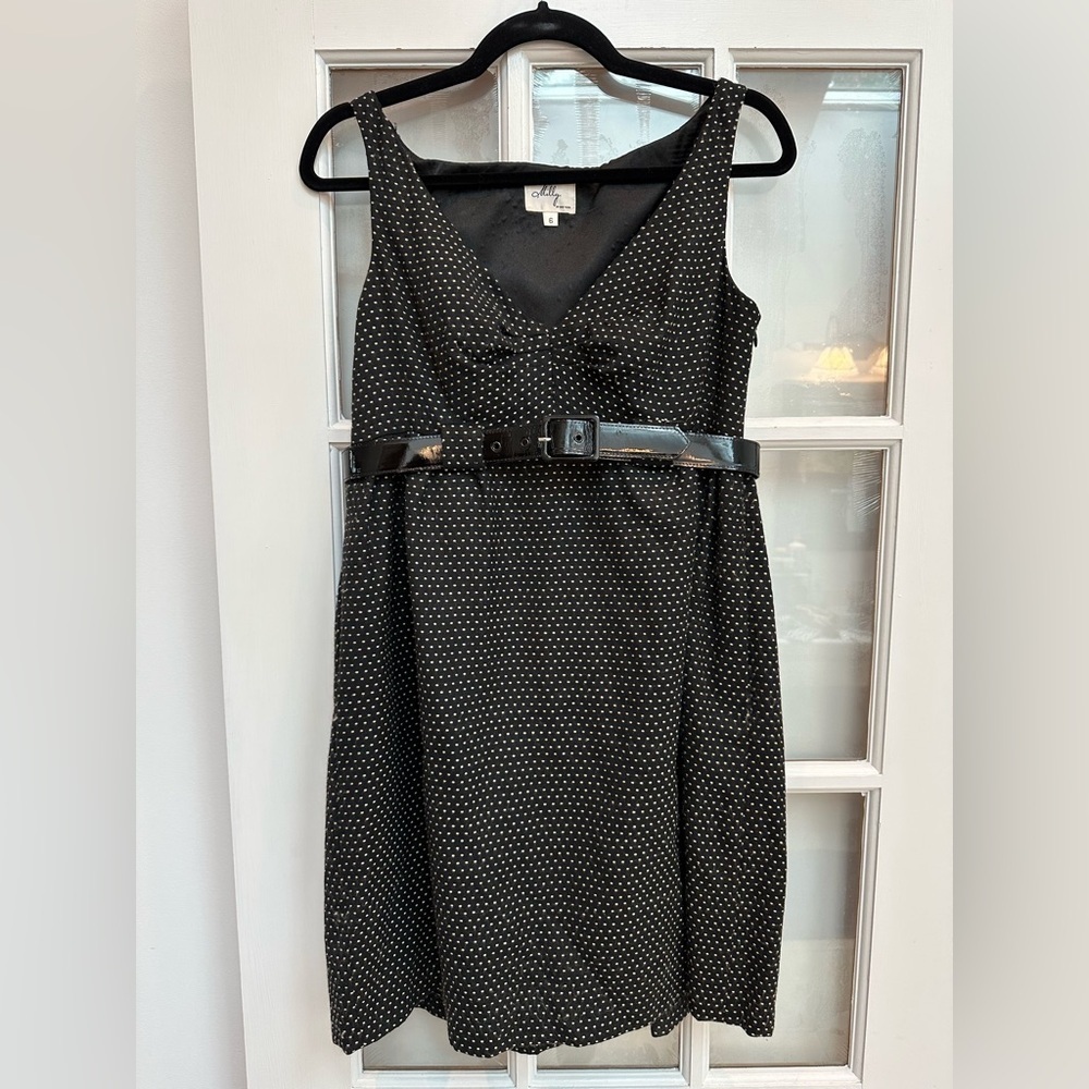 Vintage An Original Milly of New York Wool Polka Dot Pinup Couture Dress Size 6